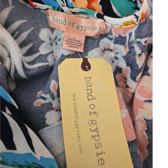 Band of Gypsy Black Orange Green Blue Floral Women's Romper L NWT - Picture 4 of 5